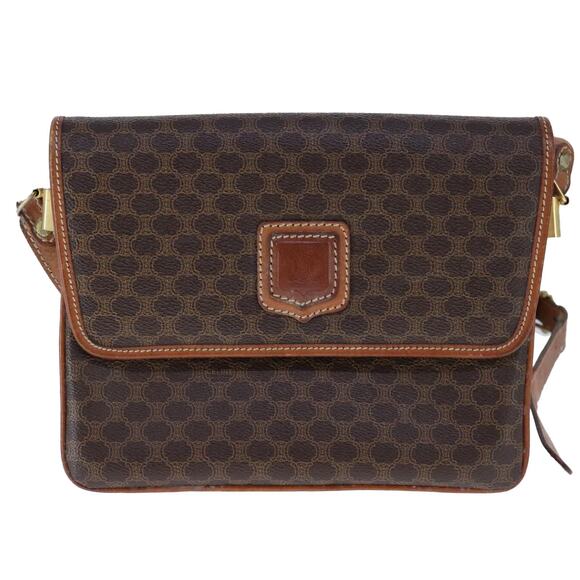 CELINE Macadam Canvas Shoulder Bag Pvc Leather Brown - Picture 2 of 16